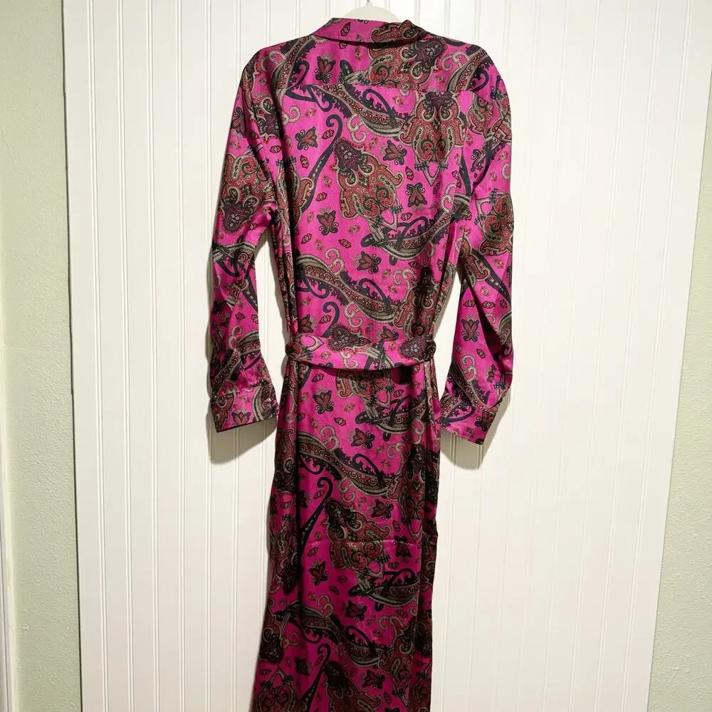 Lauren Ralph Lauren Pink Paisley Shirt Dress Belted Size 14 - Picture 8 of 8